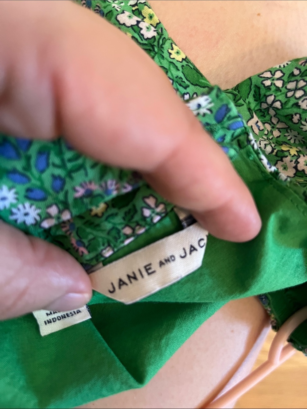 Janie and Jack Green Floral Puff-Sleeve Dress - Picture 5 of 6